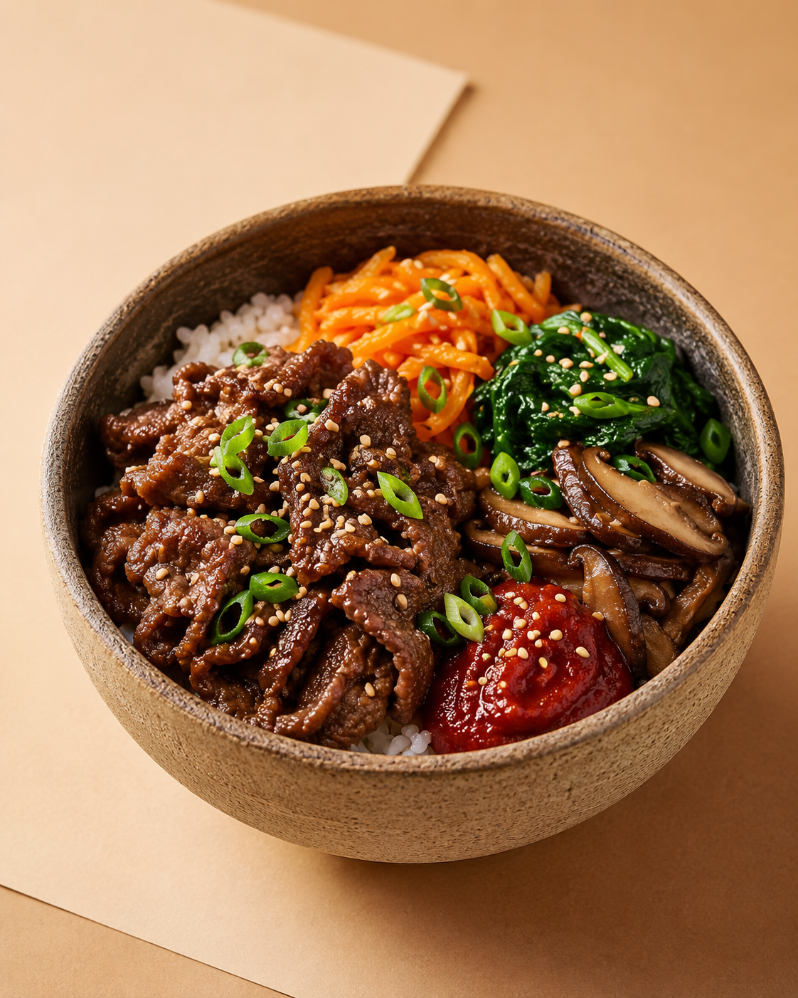 bulgogi bibimbap in a bowl